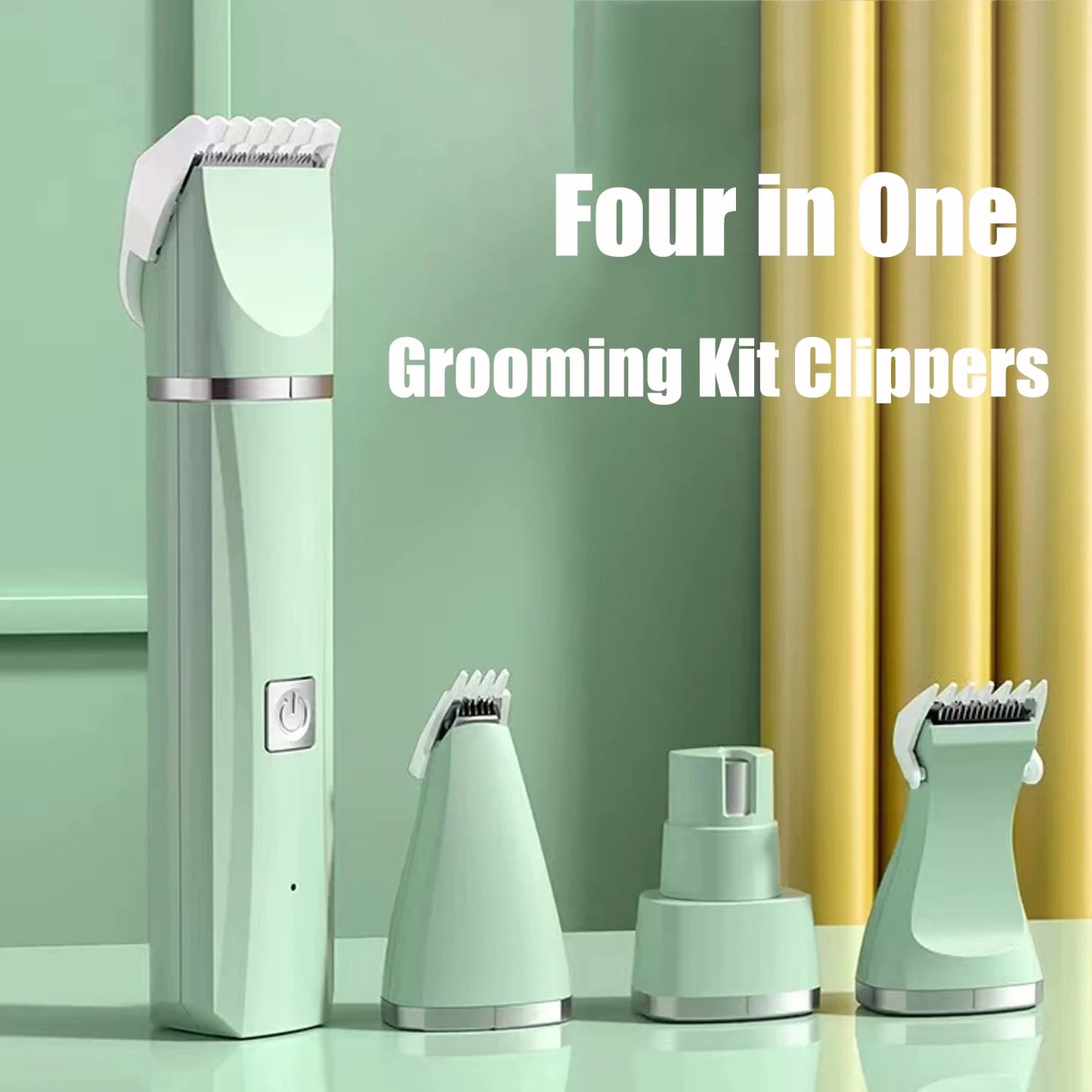 Dogs Hair Clippers Grooming Kit with Nail Grinder, 4 in 1 Cordless Electric Trimmer Low Noise USB Rechargeable Pet Clippers for Small and Large Dogs Cats Animals