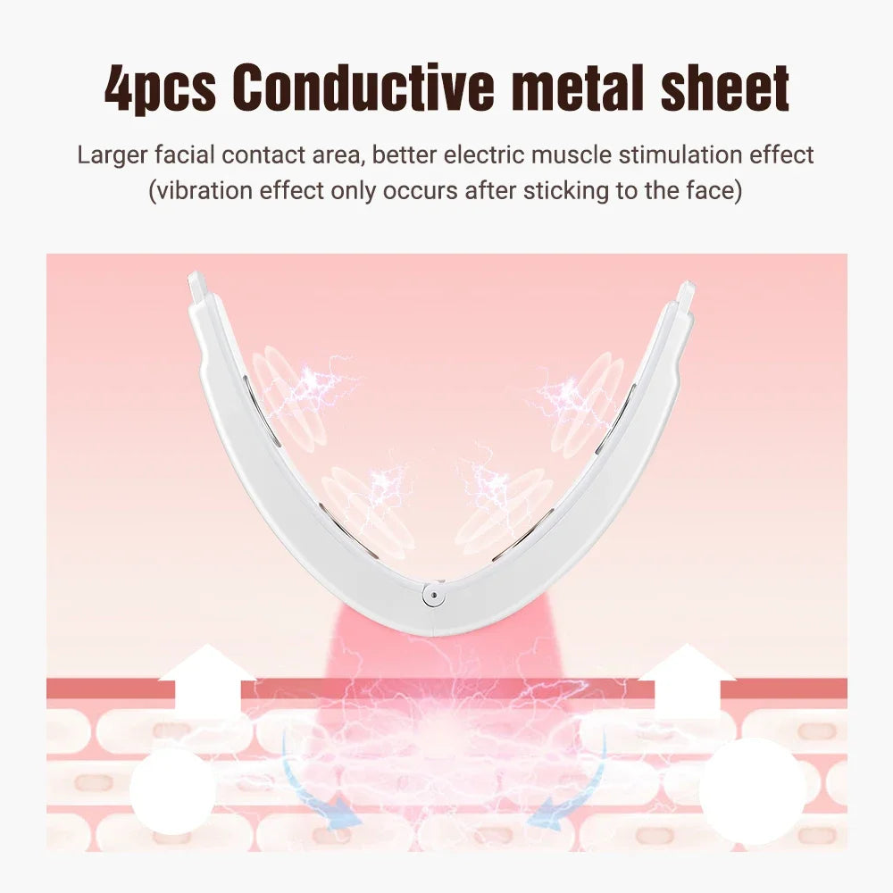 Electric Face Slimming Device - 5 Color Light V Shape Lift Belt with Hot Compress, Face Vibrate Massager, and Remote Control