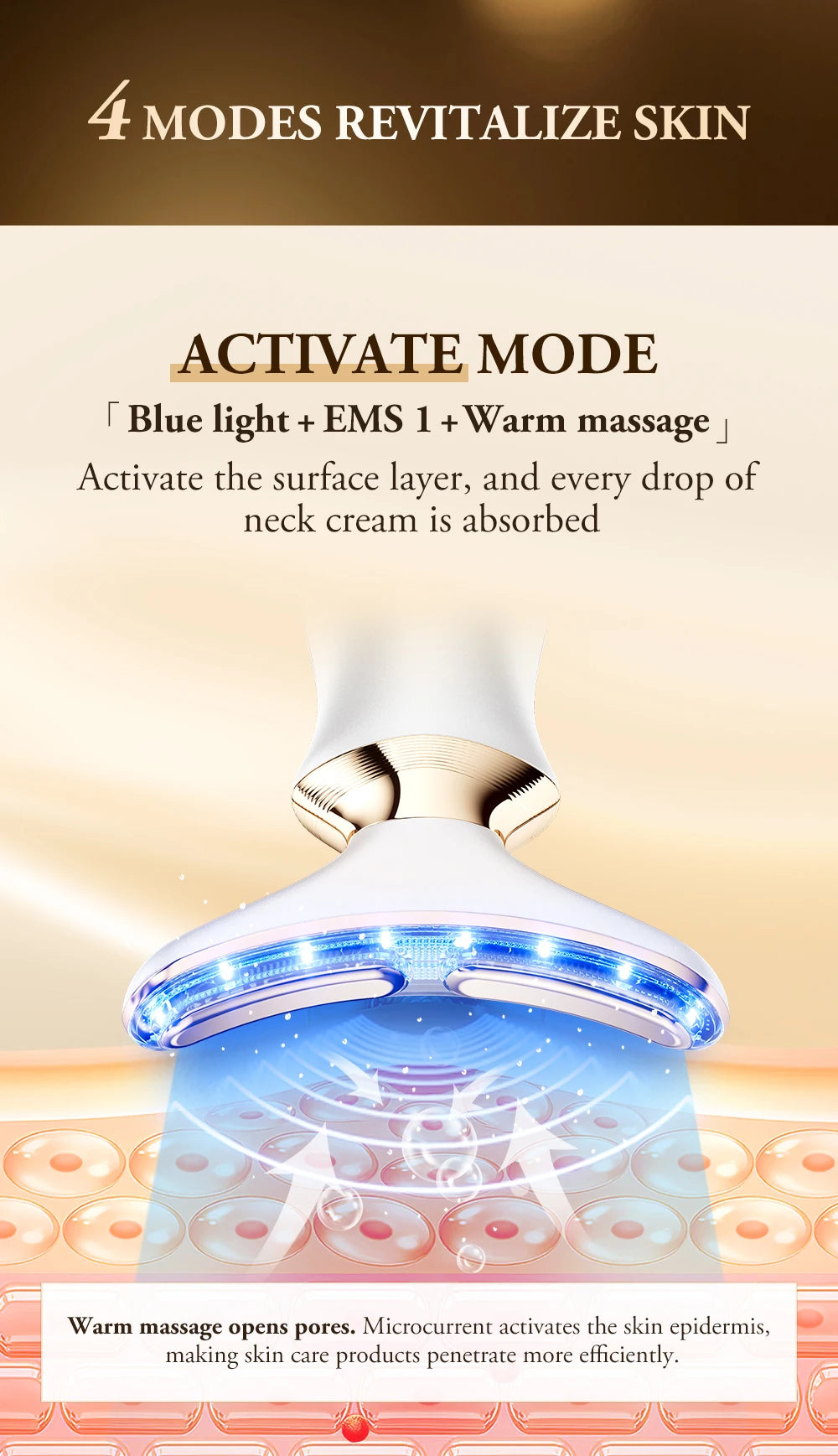 Dual Polar Neck Beauty Device - EMS Facial Lifting & Anti-Aging Massager with 5-Color Photon Therapy and 24K Gold
