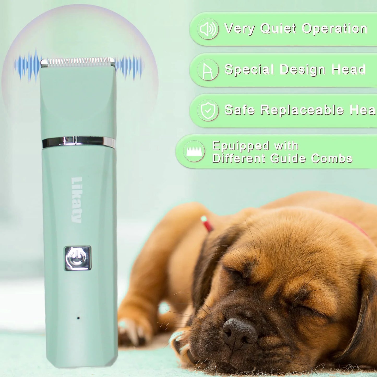 Dogs Hair Clippers Grooming Kit with Nail Grinder, 4 in 1 Cordless Electric Trimmer Low Noise USB Rechargeable Pet Clippers for Small and Large Dogs Cats Animals