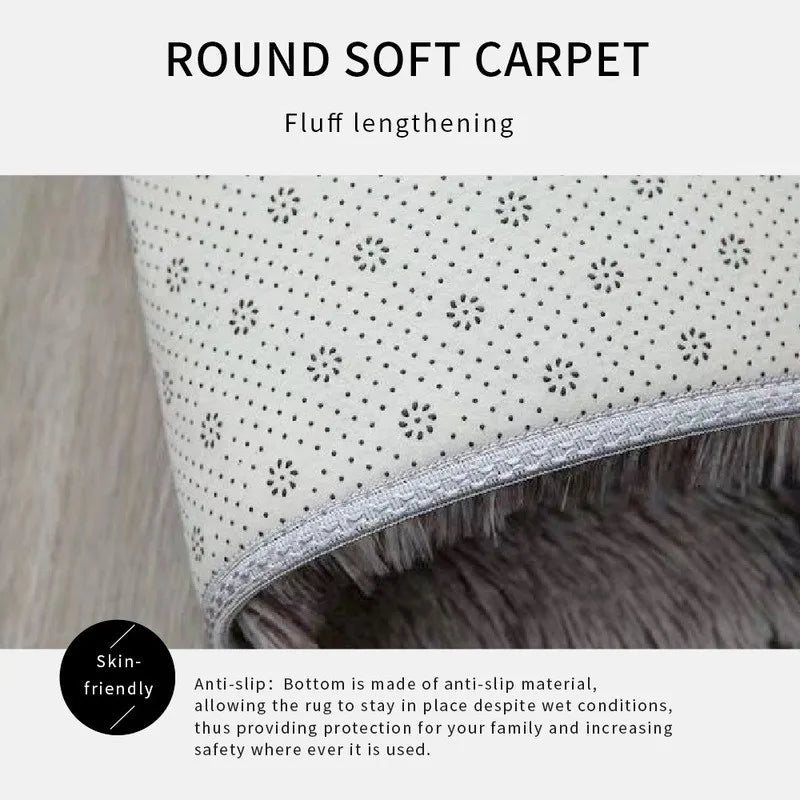 Baby Pink Fluffy Round Rug Carpets - Home Decor