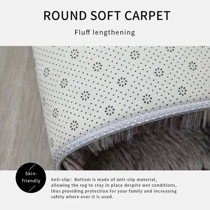 Baby Pink Fluffy Round Rug Carpets - Home Decor