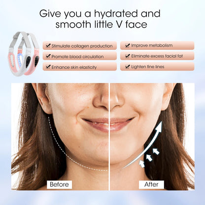 Advanced Face Lifting Device with Red Light Therapy for V-Shape Contouring, Double Chin Reduction, and Skin Rejuvenation