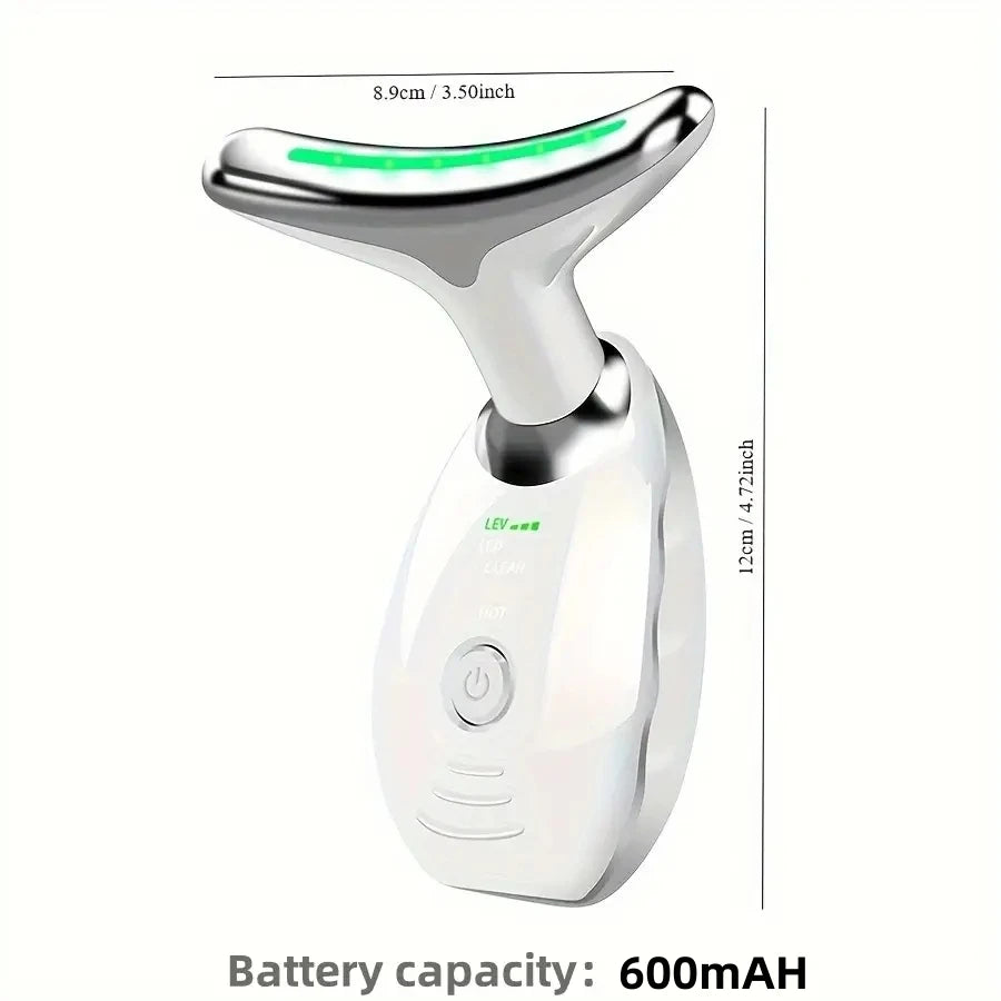 7 LED Color Vibrating Neck Device Beauty Gift, neck and face skin massager, 1 piece set portable usb charging, electric Facial ma