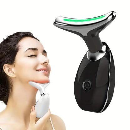 7 LED Color Vibrating Neck Device Beauty Gift, neck and face skin massager, 1 piece set portable usb charging, electric Facial ma