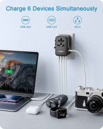 65W Universal Travel Charger, Fast USB & Type-C, All-in-One Adapter