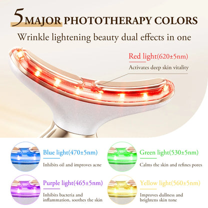 Dual Polar Neck Beauty Device - EMS Facial Lifting & Anti-Aging Massager with 5-Color Photon Therapy and 24K Gold