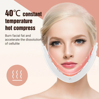 Electric Face Slimming Device - 5 Color Light V Shape Lift Belt with Hot Compress, Face Vibrate Massager, and Remote Control