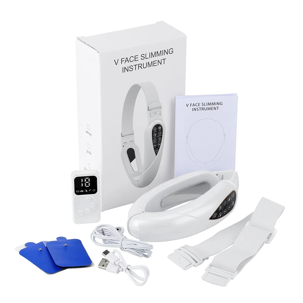Advanced Face Lifting Device with Red Light Therapy for V-Shape Contouring, Double Chin Reduction, and Skin Rejuvenation