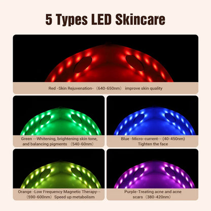 Electric Face Slimming Device - 5 Color Light V Shape Lift Belt with Hot Compress, Face Vibrate Massager, and Remote Control