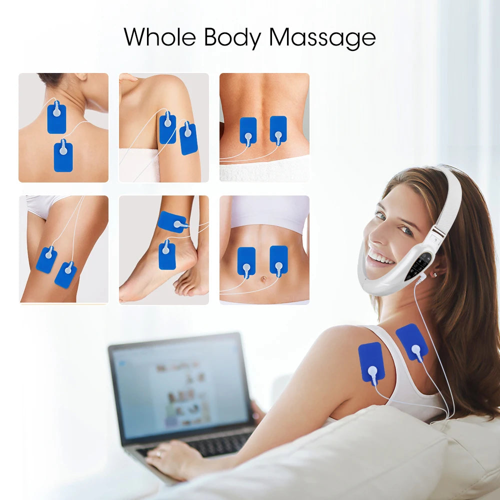 Advanced Face Lifting Device with Red Light Therapy for V-Shape Contouring, Double Chin Reduction, and Skin Rejuvenation