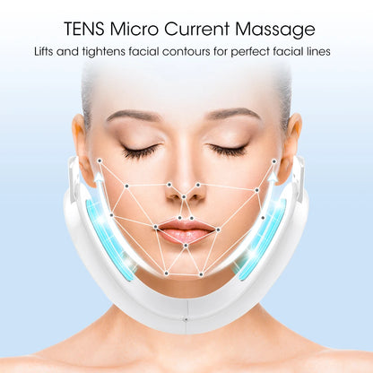 Advanced Face Lifting Device with Red Light Therapy for V-Shape Contouring, Double Chin Reduction, and Skin Rejuvenation