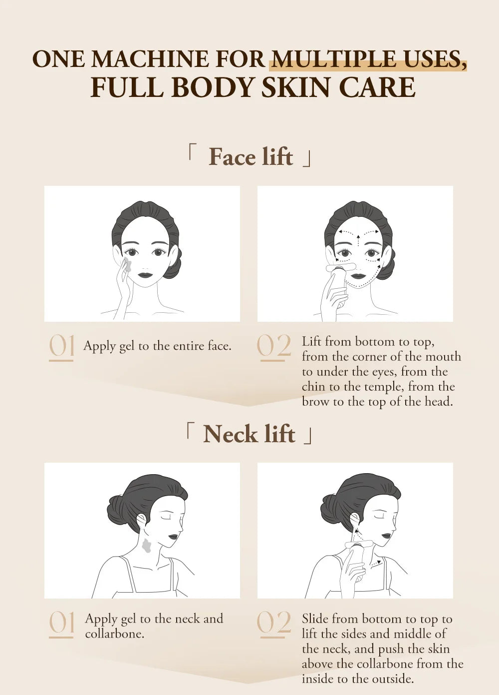 Dual Polar Neck Beauty Device - EMS Facial Lifting & Anti-Aging Massager with 5-Color Photon Therapy and 24K Gold