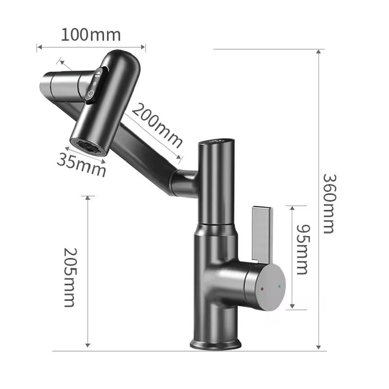 Digital Display LED Basin Faucet with 360° Rotation, Multi-Function Stream Sprayer, Hot and Cold Water Sink Mixer for Bathroom